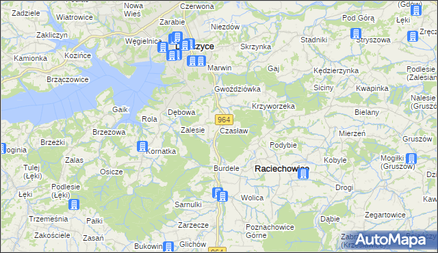 mapa Czasław gmina Raciechowice, Czasław gmina Raciechowice na mapie Targeo