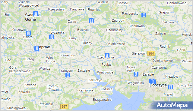 mapa Czechówka gmina Siepraw, Czechówka gmina Siepraw na mapie Targeo