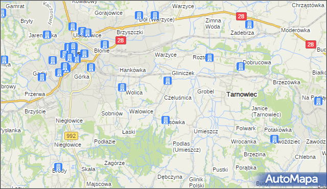 mapa Czeluśnica, Czeluśnica na mapie Targeo