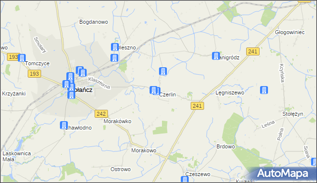 mapa Czerlin gmina Gołańcz, Czerlin gmina Gołańcz na mapie Targeo