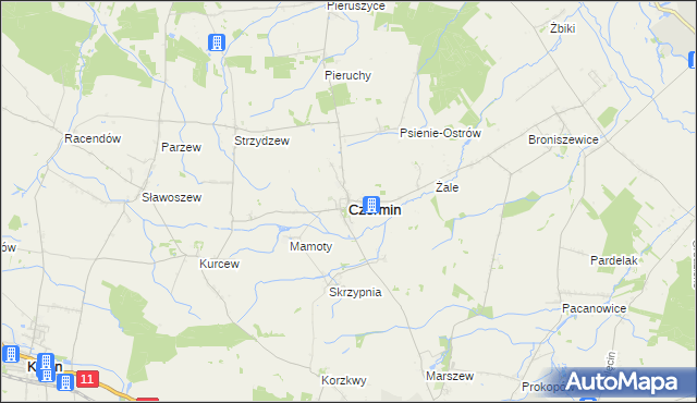 mapa Czermin powiat pleszewski, Czermin powiat pleszewski na mapie Targeo
