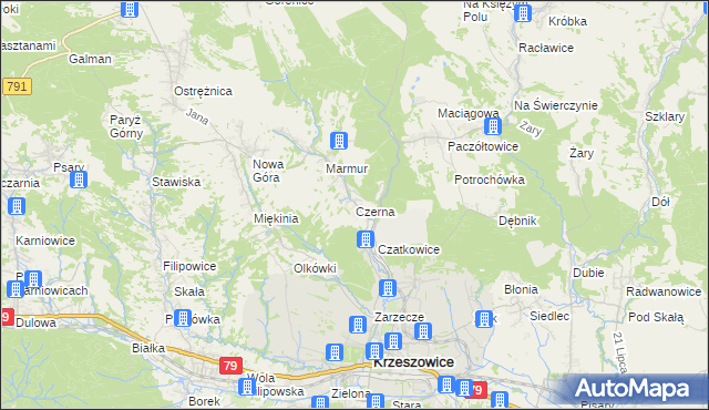 mapa Czerna gmina Krzeszowice, Czerna gmina Krzeszowice na mapie Targeo