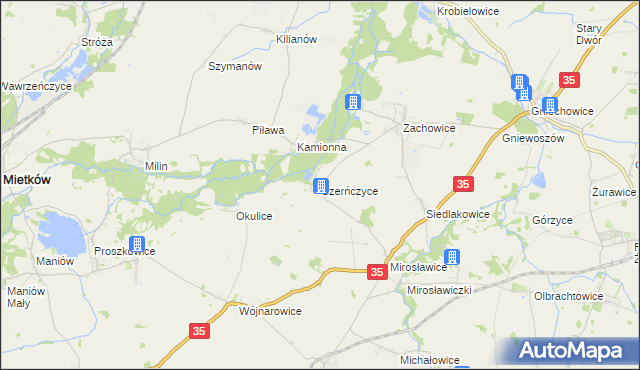 mapa Czerńczyce gmina Kąty Wrocławskie, Czerńczyce gmina Kąty Wrocławskie na mapie Targeo