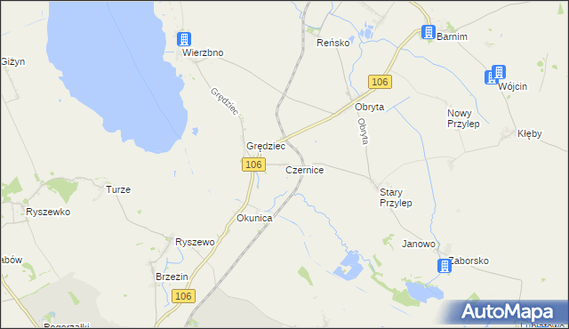 mapa Czernice gmina Pyrzyce, Czernice gmina Pyrzyce na mapie Targeo