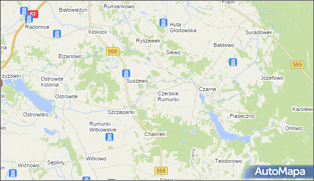 mapa Czerskie Rumunki, Czerskie Rumunki na mapie Targeo