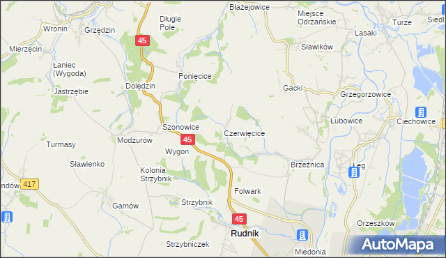 mapa Czerwięcice, Czerwięcice na mapie Targeo