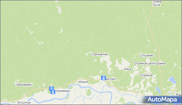 mapa Czerwieniec gmina Skwierzyna, Czerwieniec gmina Skwierzyna na mapie Targeo