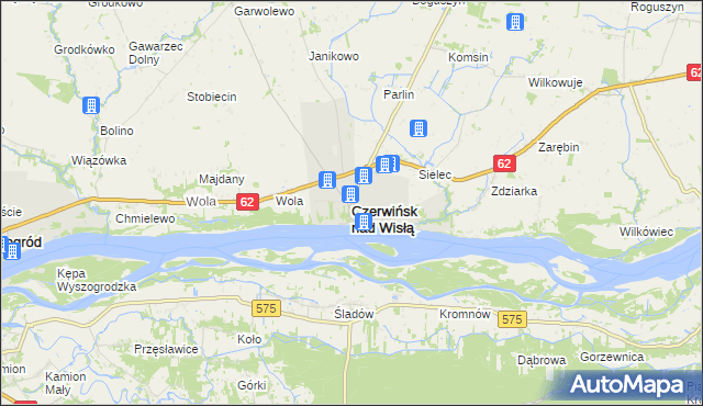 mapa Czerwińsk nad Wisłą, Czerwińsk nad Wisłą na mapie Targeo