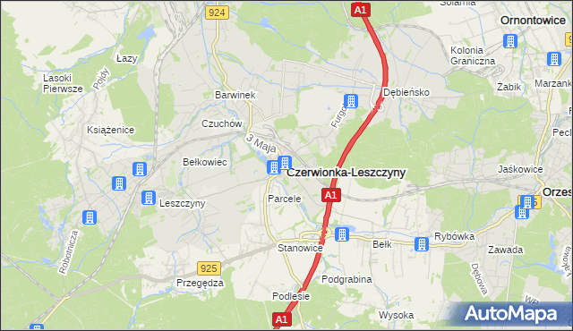 mapa Czerwionka-Leszczyny, Czerwionka-Leszczyny na mapie Targeo