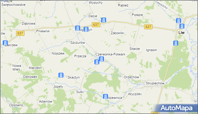 mapa Czerwonka gmina Wierzbno, Czerwonka gmina Wierzbno na mapie Targeo