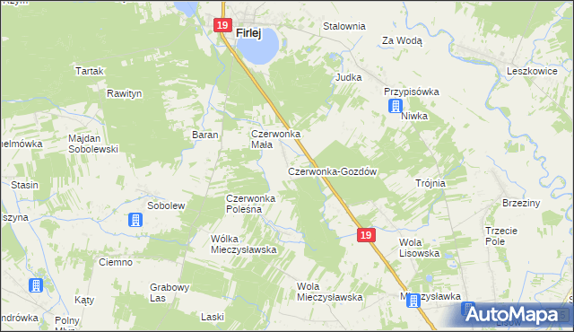 mapa Czerwonka-Gozdów, Czerwonka-Gozdów na mapie Targeo