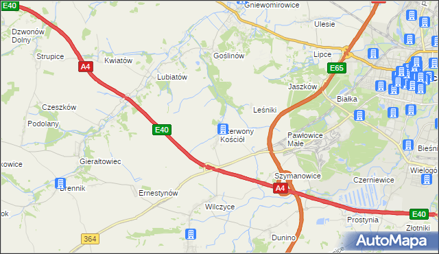 mapa Czerwony Kościół, Czerwony Kościół na mapie Targeo