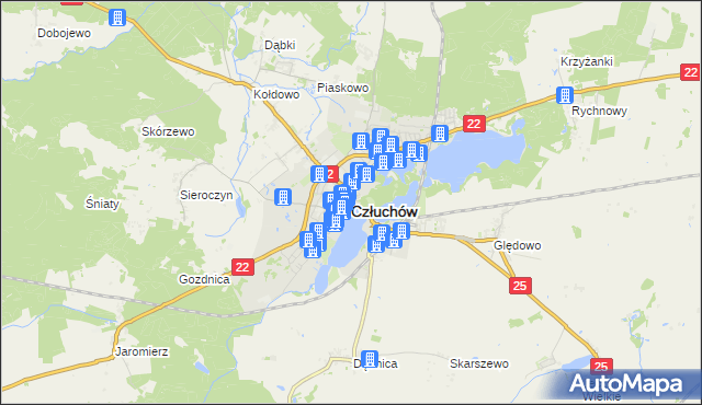 mapa Człuchów, Człuchów na mapie Targeo
