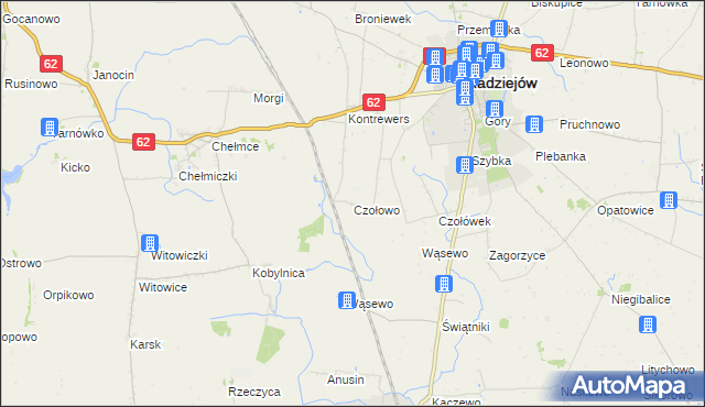 mapa Czołowo gmina Radziejów, Czołowo gmina Radziejów na mapie Targeo