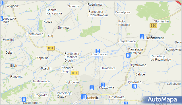 mapa Czudowice, Czudowice na mapie Targeo
