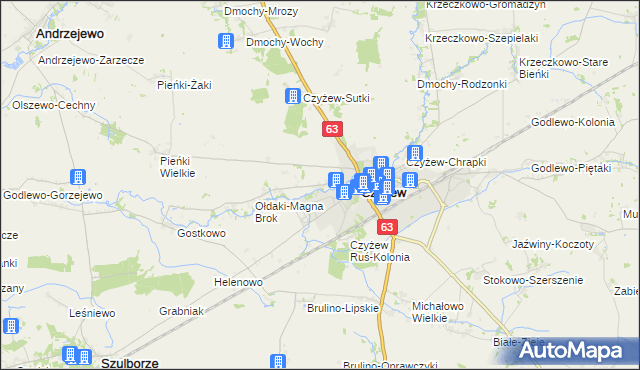 mapa Czyżew Ruś-Wieś, Czyżew Ruś-Wieś na mapie Targeo