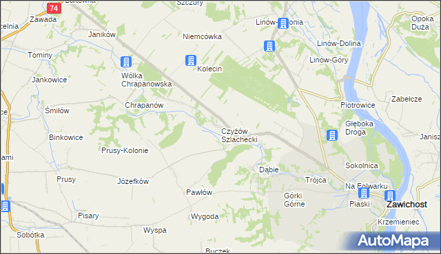 mapa Czyżów Szlachecki, Czyżów Szlachecki na mapie Targeo