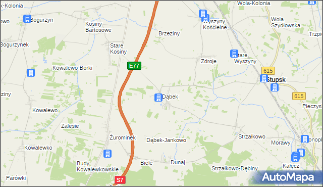 mapa Dąbek gmina Stupsk, Dąbek gmina Stupsk na mapie Targeo