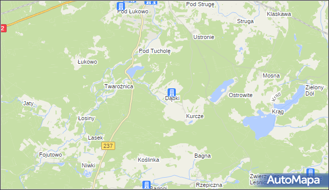 mapa Dąbki gmina Czersk, Dąbki gmina Czersk na mapie Targeo