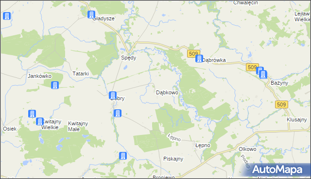 mapa Dąbkowo, Dąbkowo na mapie Targeo