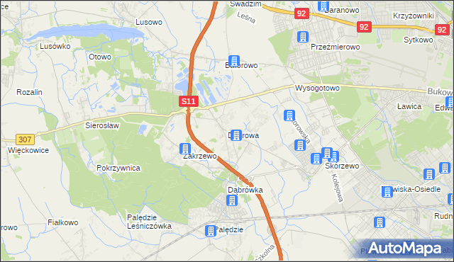 mapa Dąbrowa gmina Dopiewo, Dąbrowa gmina Dopiewo na mapie Targeo