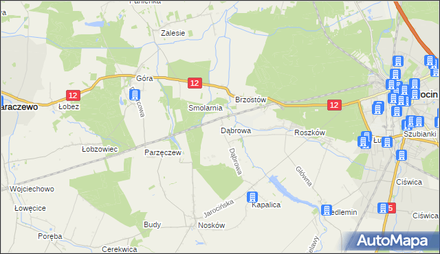 mapa Dąbrowa gmina Jarocin, Dąbrowa gmina Jarocin na mapie Targeo