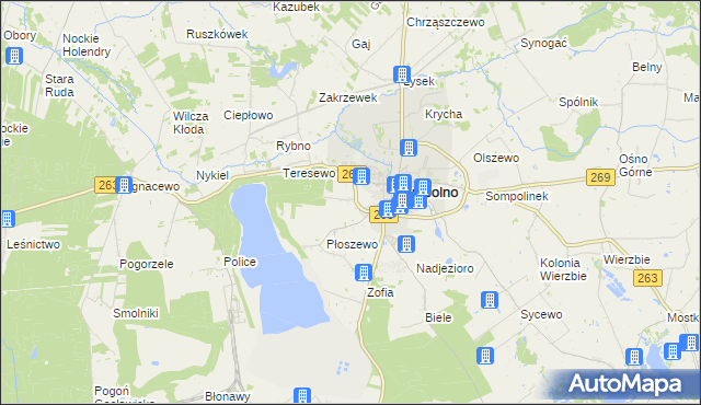 mapa Dąbrowa gmina Sompolno, Dąbrowa gmina Sompolno na mapie Targeo
