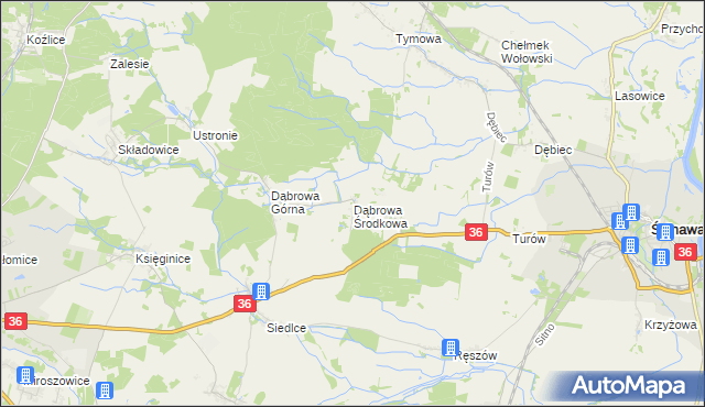 mapa Dąbrowa Środkowa, Dąbrowa Środkowa na mapie Targeo