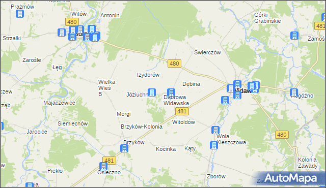 mapa Dąbrowa Widawska, Dąbrowa Widawska na mapie Targeo