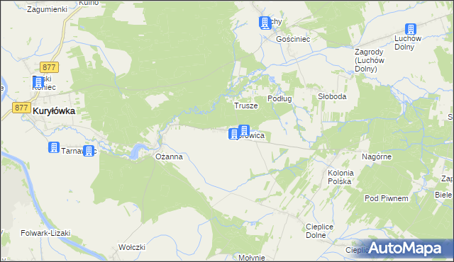 mapa Dąbrowica gmina Kuryłówka, Dąbrowica gmina Kuryłówka na mapie Targeo