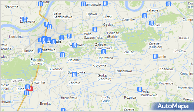 mapa Dąbrowica gmina Szczucin, Dąbrowica gmina Szczucin na mapie Targeo