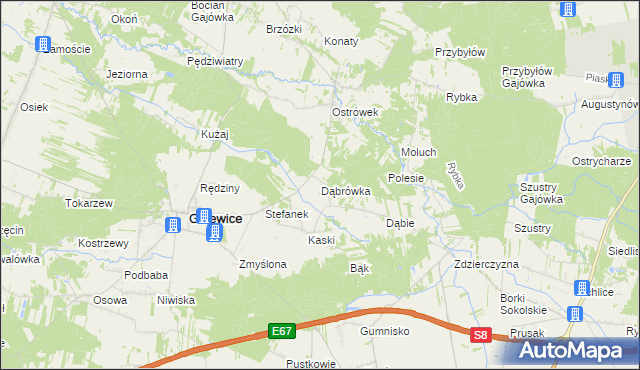 mapa Dąbrówka gmina Galewice, Dąbrówka gmina Galewice na mapie Targeo
