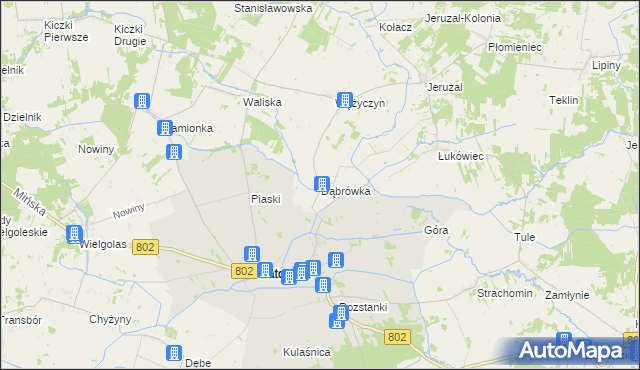 mapa Dąbrówka gmina Latowicz, Dąbrówka gmina Latowicz na mapie Targeo