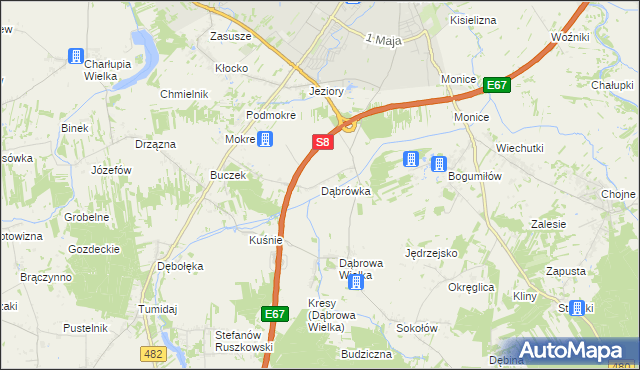 mapa Dąbrówka gmina Sieradz, Dąbrówka gmina Sieradz na mapie Targeo