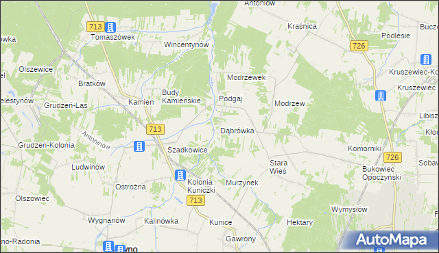 mapa Dąbrówka gmina Sławno, Dąbrówka gmina Sławno na mapie Targeo