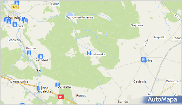 mapa Dąbrówka gmina Wielowieś, Dąbrówka gmina Wielowieś na mapie Targeo