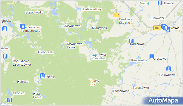mapa Dąbrówka Kościelna gmina Kiszkowo, Dąbrówka Kościelna gmina Kiszkowo na mapie Targeo