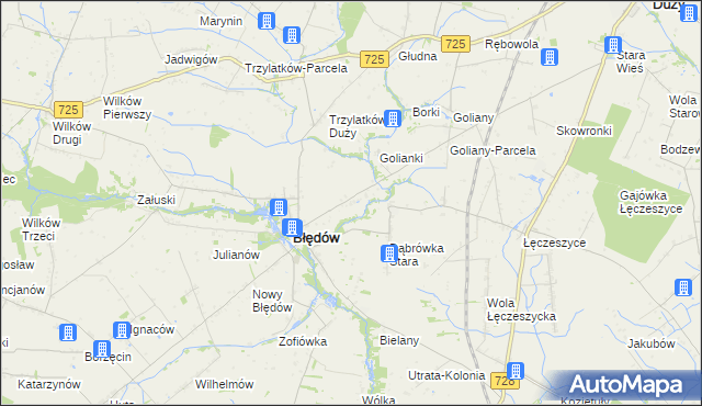 mapa Dąbrówka Nowa gmina Błędów, Dąbrówka Nowa gmina Błędów na mapie Targeo