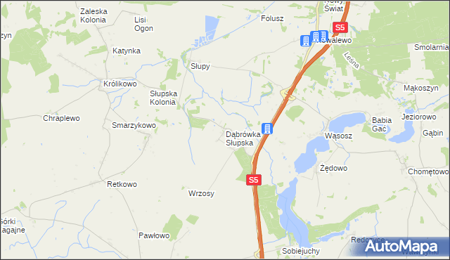 mapa Dąbrówka Słupska, Dąbrówka Słupska na mapie Targeo