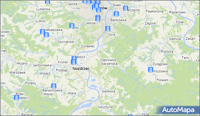 mapa Dąbrówka Starzeńska, Dąbrówka Starzeńska na mapie Targeo