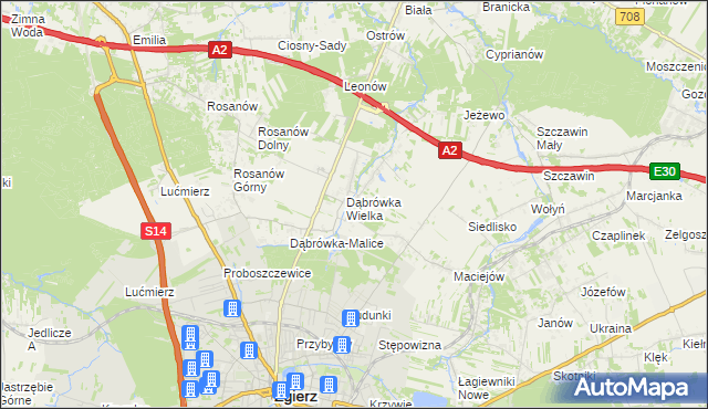mapa Dąbrówka-Strumiany, Dąbrówka-Strumiany na mapie Targeo