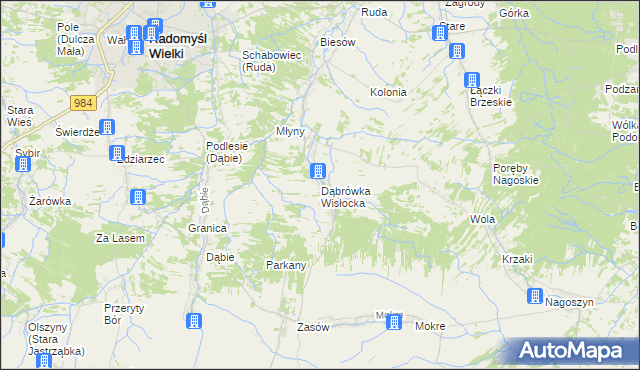 mapa Dąbrówka Wisłocka, Dąbrówka Wisłocka na mapie Targeo