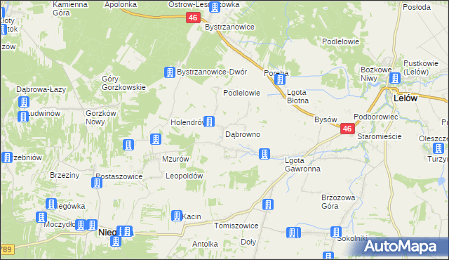 mapa Dąbrowno gmina Niegowa, Dąbrowno gmina Niegowa na mapie Targeo