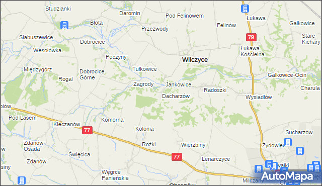mapa Dacharzów, Dacharzów na mapie Targeo