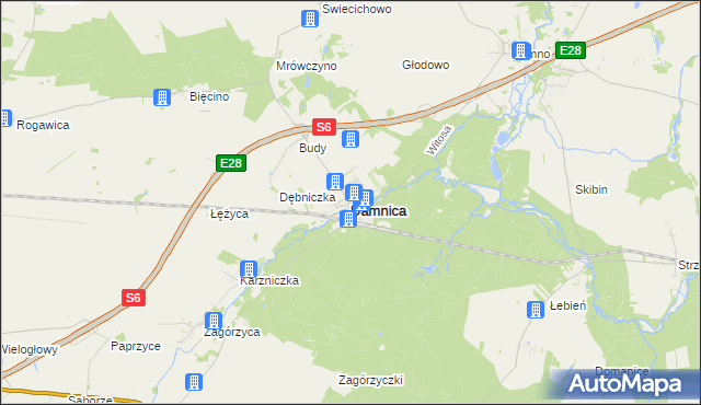 mapa Damnica, Damnica na mapie Targeo