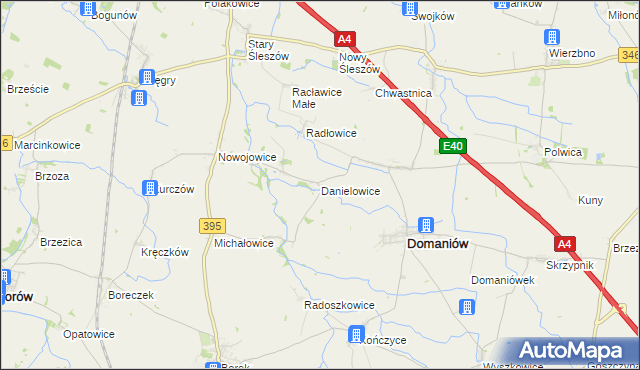 mapa Danielowice, Danielowice na mapie Targeo