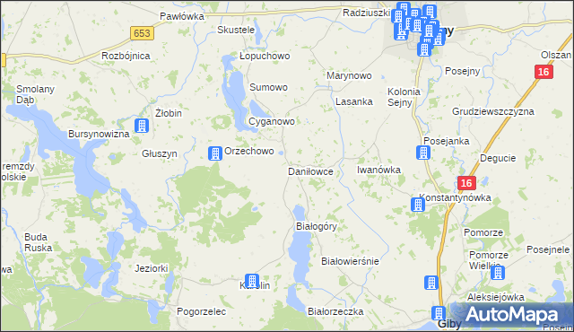 mapa Daniłowce, Daniłowce na mapie Targeo