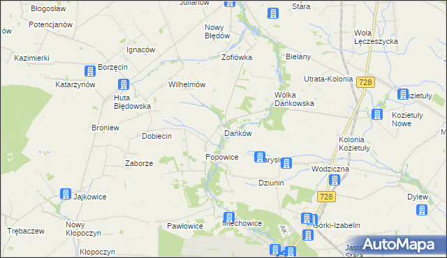 mapa Dańków gmina Błędów, Dańków gmina Błędów na mapie Targeo
