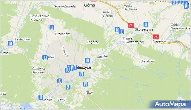 mapa Danków gmina Daleszyce, Danków gmina Daleszyce na mapie Targeo