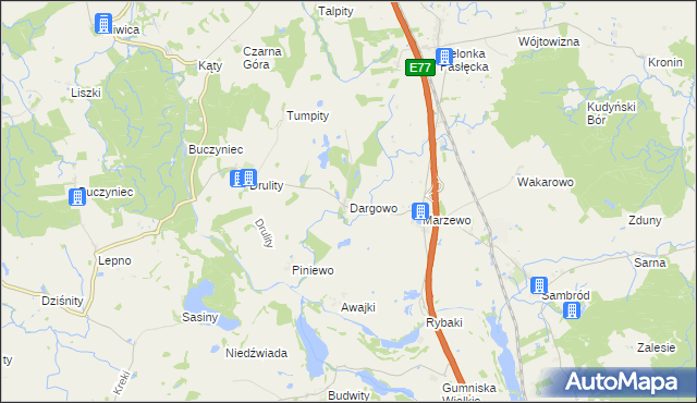 mapa Dargowo, Dargowo na mapie Targeo